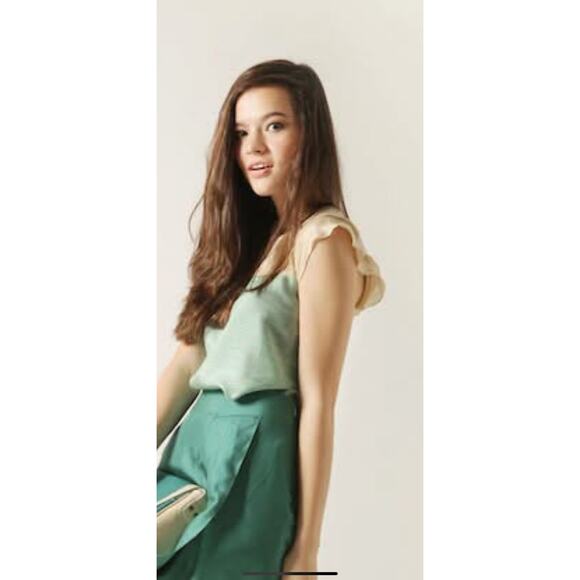 NWOT Metiseko Silk Flutter Sleeve Blouse size M $150 - Picture 1 of 9